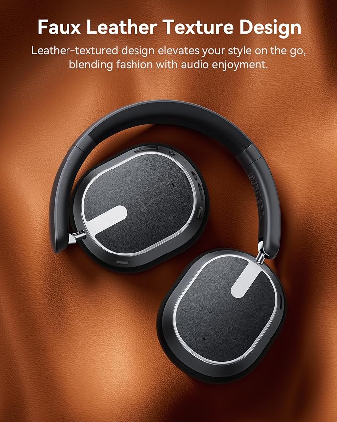 Hybrid Active Noise Cancelling Headphones, 120H Playtime Bluetooth Over Ear Headphones, Bluetooth 6.0 Wireless Headset with Display, 6 ENC Mic, Hi-Res Audio, Transparency Mode for Travel Game Black