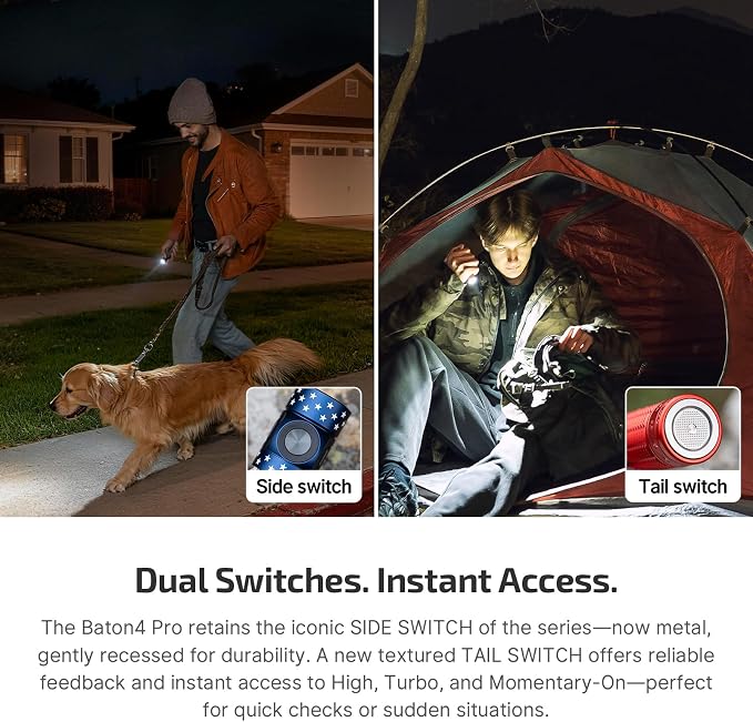 OLIGHT Baton4 Pro EDC Flashlight Rechargeable, 1600 Lumens Small Pocket LED Light with Tactical Switch and Magnetic & USB C Dual Charging for Home Use, Camping and Emergency (Stars&Stripes Edition)