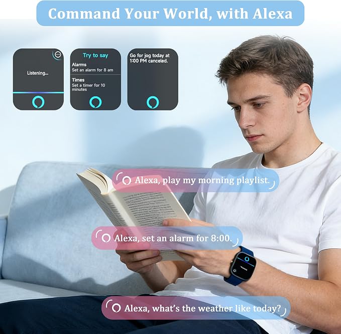 Smart Watch for Women Men, 2026 Upgrade Smartwatch [2 Bands, 44mm case], 1.83" Fitness Tracker Watch Alexa Built-in, Make/Answer Call, HR Sleep Stress Monitor, IP68 Waterproof Step Counter Watch