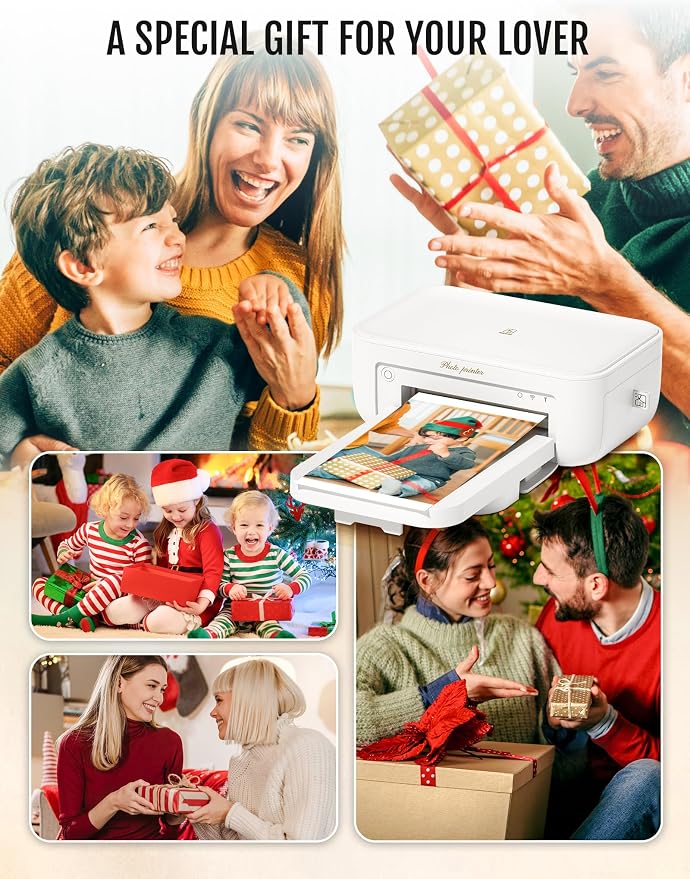 iDPRT 4x6 Photo Printer, CP4100 Photo Printer for iPhone & Android with 108 Sheets & 2 Cartridges, Wi-Fi Wireless Portable Picture Printer, Instant Print Photos, Dye Sublimation, White