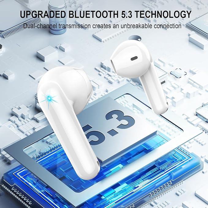 Jxrev 2026 Upgraded Wireless Earbuds, 50H Playtime Bluetooth 5.4 Headphones with 4 ENC Noise Cancelling Mics, LED Display Fast Charging Case, HiFi Stereo Deep Bass, IP7 Waterproof in Ear Earphones