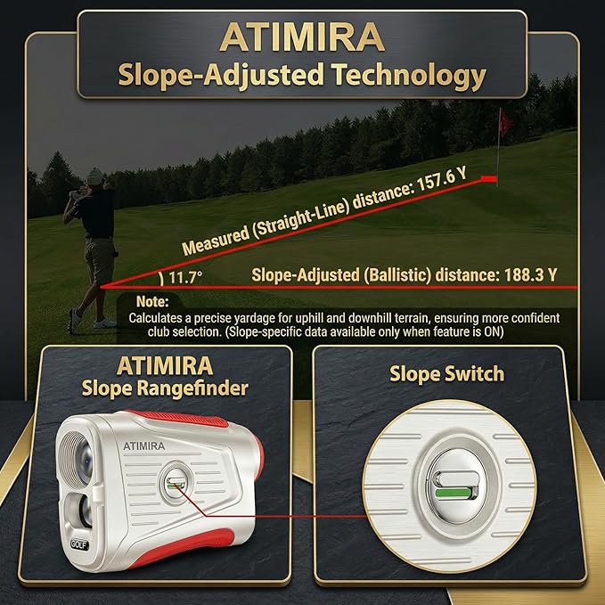1300Yds Golf Rangefinder with Slope Switch, High-Precision Range Finder, 7X Magnification, Flag Lock & Vibration, Magnetic & USB-C Rechargeable for Golfers