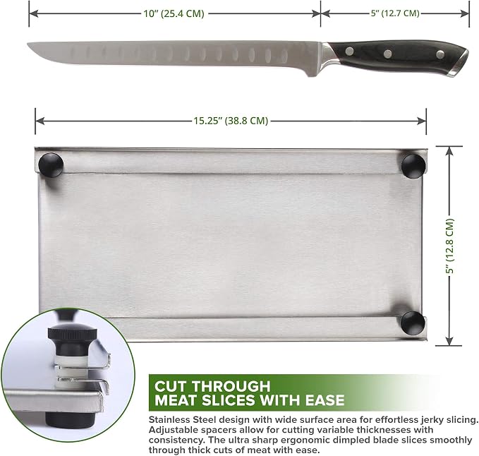 Meat slicer Stainless Steel Jerky Maker Cutting Board With 10-Inch Professional Slicing and Carving Knife