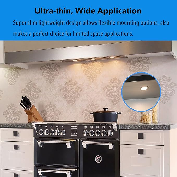 Under Cabinet Lighting Dimmable LED Puck Lights,Recessed Mount,12V Low Volt,60mm Cutout Haolgen Bulb Replace,Small Puck Light Plug in for Curio,Book Case,Display Shelf,6000k Cold White,6pcs