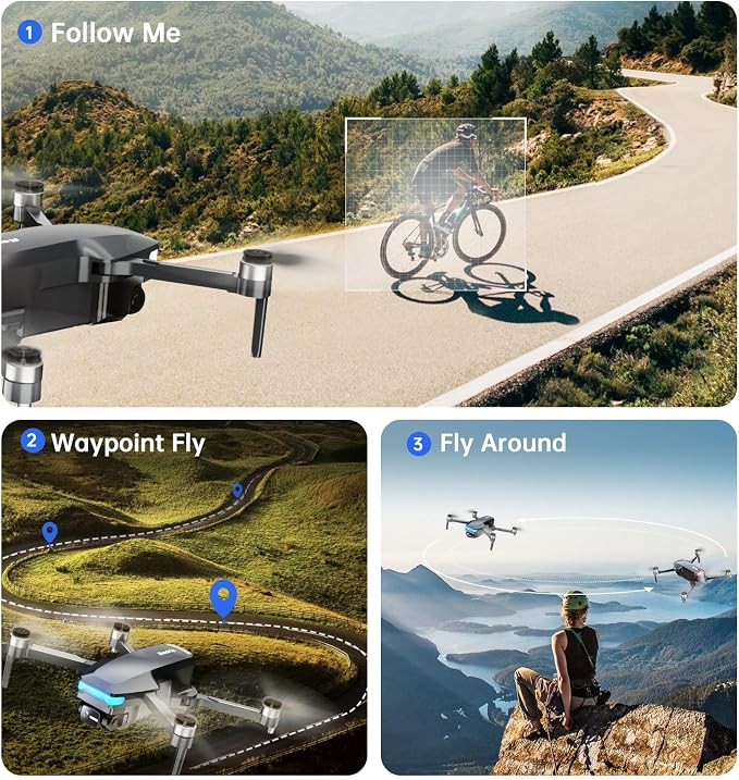 GPS Drones with Camera for Adults 4K, Foldable Drone with Brushless Motor, Auto Return/Follow, Tap Fly/Circle Fly, Beginner-Friendly One Key Start, 45 Mins Flight, Under 249g