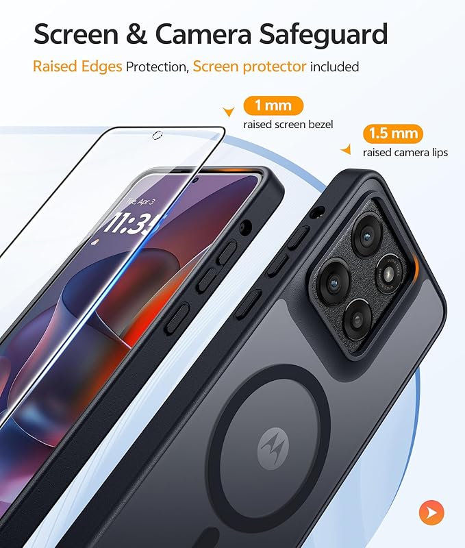 FNTCASE for Moto G Stylus 5G 2026 Case: Motorola G Stylus 2025 Case Magnetic Translucent Matte Shockproof Slim Phone Cover - Military Grade Drop Proof Anti-Fingerprint Protective Case (6.7 inch/Black)