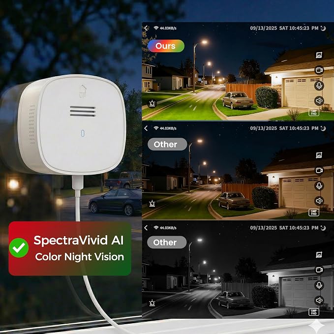 3K No Drill Window Camera, 2Pack Indoor Window Security Cameras with Color Night Vision for Home Security, 2.4G&5G WiFi, Motion Detection, Work w/Alexa&Google Assistant, Anti-Glare, Anti-Reflection B1