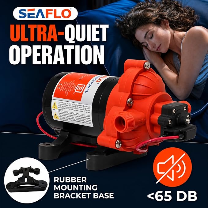 SEAFLO 33 series RV Water Pump - 12V, 3.0 GPM 45 PSI Diaphragm Pump, Self Priming On Demand Fresh Water Pump for RV Camper Boat Marine, Self Priming Pressure Pump, NSF UL 4-Year Warranty