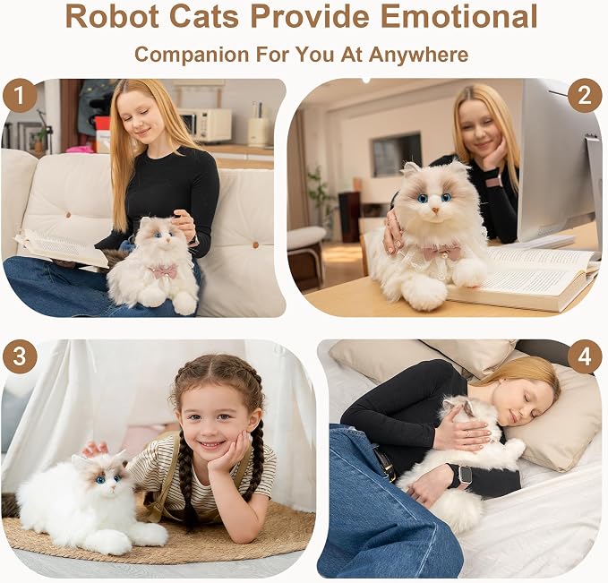 Chongker 24.8" Interactive Robot Cat Plush Stuffed Animal Interactive Pet with Touch Control, Kitten Electronic Pet Robotic Kitty Toy (Interactive Cat 1.1)