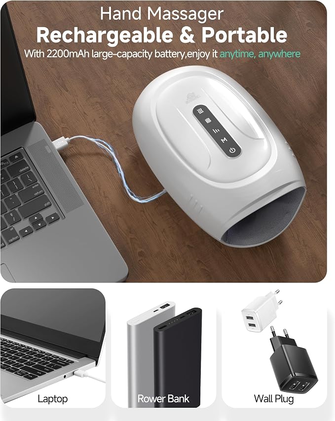 Snailax Gifts for Father, Dad 2026 Cordless Hand Massager with Heat Compression & Vibration, Hand Finger Wrist Full Coverage, Electric Hand Arthritis Massage Tool, Large Space Big Size