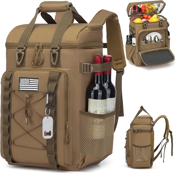 Tactical Cooler Backpack - 42 Cans Backpack Coolers Insulated Leak Proof for Men & Women, Soft Cooler Insulated Backpack for Lunch, Work, Camping, Hiking, Picnic, Beach & Travel