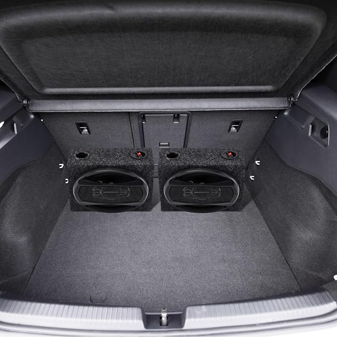 2 Pcs 2-Way Coaxial Car Audio Speakers with Speaker Box Enclosures Set 6 x 9 Inch 1000 W Max Power Constructed Car Stereo and Sound System Accessories Portable Audio Equipment for Vehicles