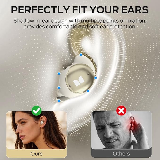 Monster Sleep Ear200, Wireless in-Ear Headphones, Bluetooth 6.0 Sleep Headphones, with ANC Active Noise Cancellation Designed for Side Sleepers, 30 Hours of bass Stereo Sound.