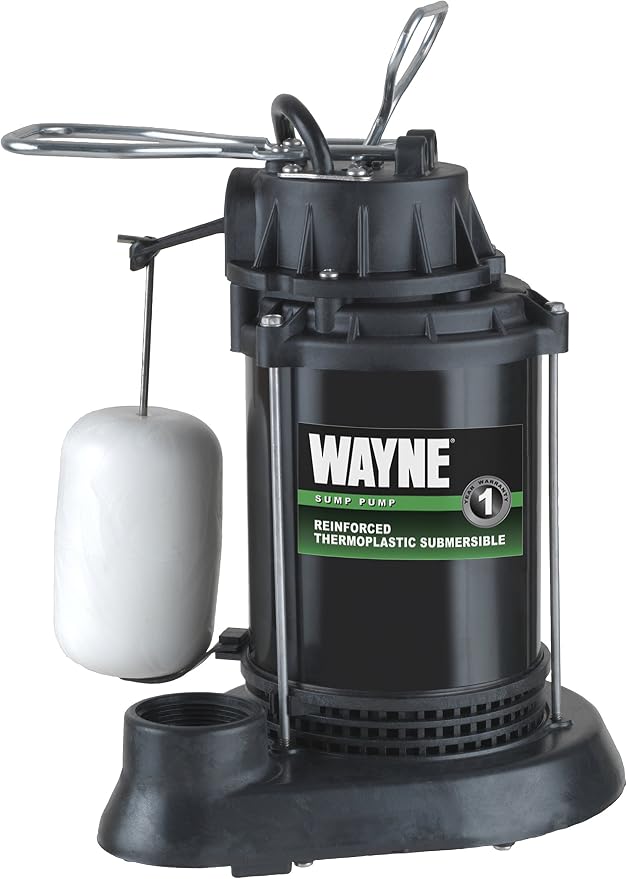 WAYNE SPF50-1/2 HP Epoxy Coated Steel and Thermoplastic Submersible Sump Pump - Up to 4,300 Gallons Per Hour - Long Lasting and Durable Construction