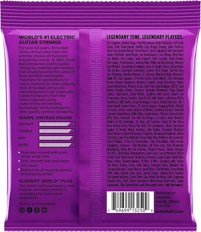 Ernie Ball Regular Slinky Classic Pure Nickel Electric Guitar Strings 3-pack, 10-46 Gauge (P03251)