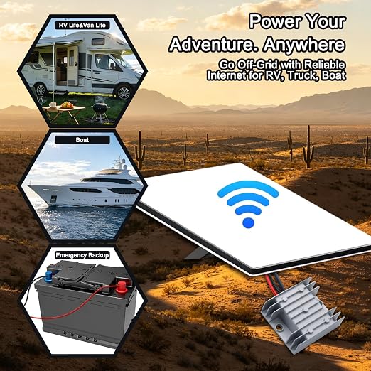 12V/24V to 30V 3.5A Step Up Converter for Starlink Mini - Waterproof DC Power Supply with Copper O-Ring Terminals - Direct Battery Connection for RV Truck Boat Marine Off-Grid - No Voltage Drop