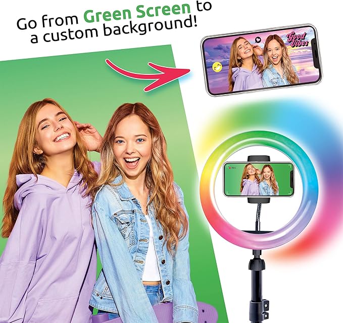 Canal Toys New So DIY TikTok Instagram YouTube Multicolored Ring Light with Green Screen and Phone Mount Tripod. Studio Creator 2 Influencer Video Creator Kit