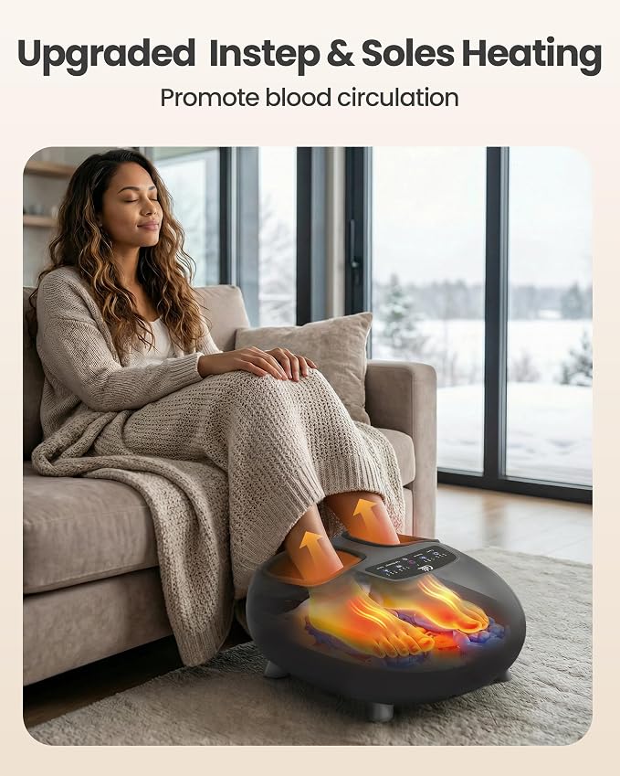 CILI Foot Massager with Heat, Shiatsu Foot Massage Machine for Plantar Fasciitis Neuropathy, 3 Sole & Instep Heating Levels, 3 Intensity Adjustable, Up to Size 14, Gifts for Him Her