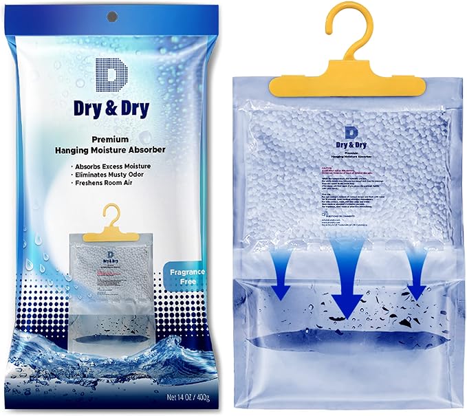 Dry & Dry 2 Packs [Net 7 Oz/Pack] Moisture Absorbers for Home, Basement & Bedroom - Small Dehumidifiers