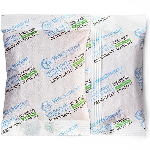Wisesorb 3Pcs 100g Rechargeable Desiccant Packs, Indicating Silica Gel Packets, Moisture Absorbers for Storage, Gun Safe Dehumidifiers