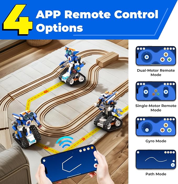 Apitor Robot J 6-in-1 Programmable STEM Learning Toy and Robot B 8-in-1 Electronic STEM Kits