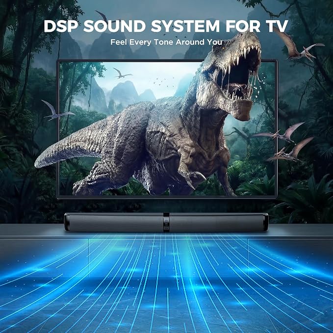 MZEIBO Sound Bar, 90W Soundbar for Smart TV, Bluetooth/ARC/Optical/AUX Connect, Detachable Design with Deep Bass for TV/PC/Gaming/Projector - 2-in-1 Home Theater Audio