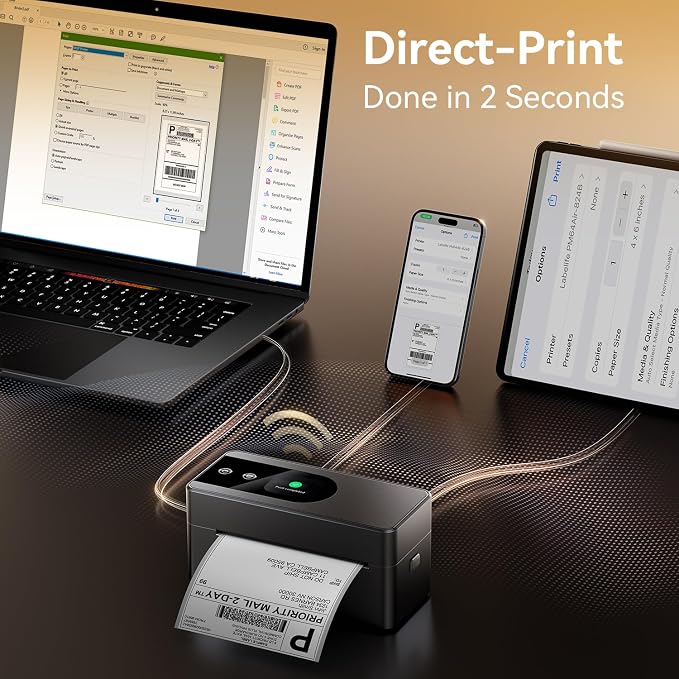 Phomemo PM64Air AirPrint Thermal Label Printer with Touch Screen, Wireless Wi-Fi Shipping Label Printer for Small Business, Thermal Printer Compatible with iOS, Android, Windows, Mac, Amazon, Shopify