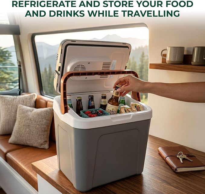 Koolatron 12V Iceless Cooler & Warmer – Portable Electric Cooler/Nevera Portátil Eléctrica for Car Truck Camper Boat, Hard Sided Mini Fridge for Camping Picnic Travel Lunch Food Drinks Office 26 qt