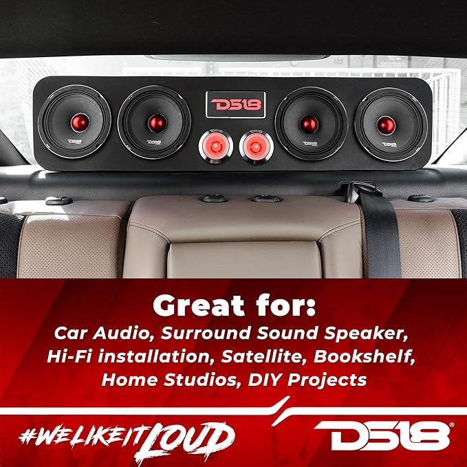 DS18 PRO-X5.4BM Loudspeaker - 5.25", Midrange, Red Aluminum Bullet, 300W Max, 150W RMS, 4 Ohms - Premium Quality Audio Door Speakers for Car or Truck Stereo Sound System (1 Speaker)