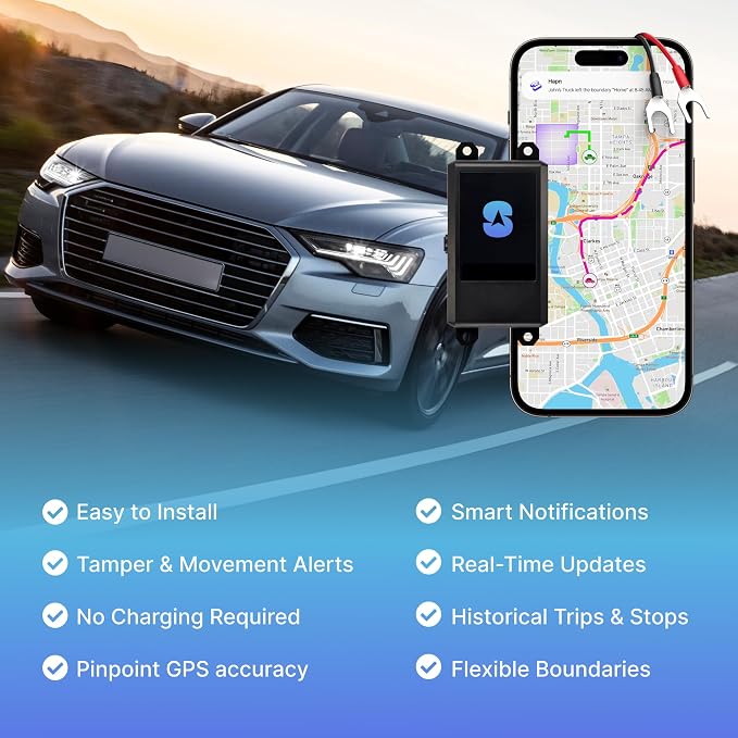 Spy Tec Pulse Wired GPS Tracker for Vehicles, Cars, Trailer, RV, Van, Boat & Trucks | Waterproof Real-Time GPS Tracker | Speeding & Geofencing Alerts | E-Z Car Battery Install | Subscription Needed