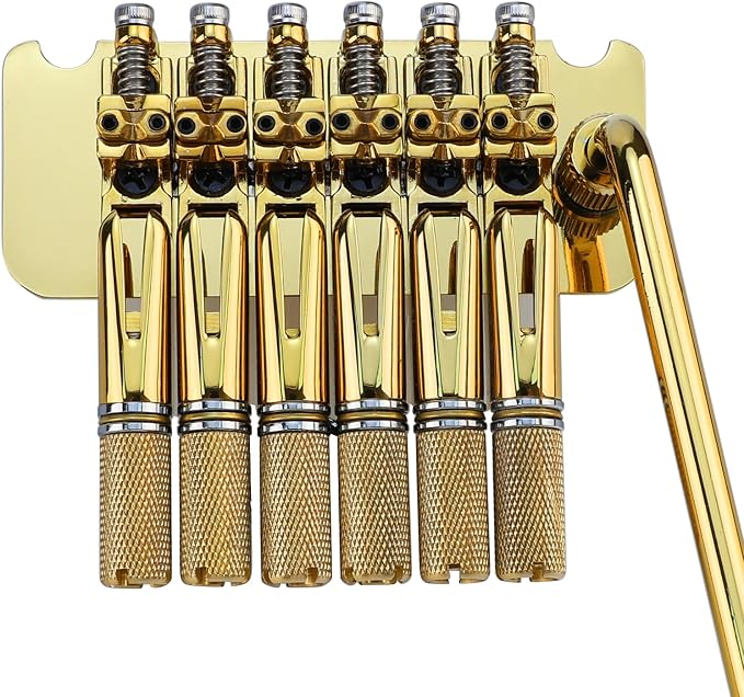 10.5mm Headless Electric Guitar Bridge Gold Brass Block Saddle Hardened Steel Plate 2 point tremolo bridge for 6 String Headless Electric Guitar Replacement parts