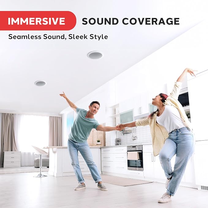 Pyle 8.0" Ceiling Wall Mount Speakers - Pair of 2-Way Full Range Sound Stereo Speaker Audio System Flush Design w/ Electronic Crossover Network 40Hz-20kHz Frequency Response & 250 Watts Peak - PDIC86