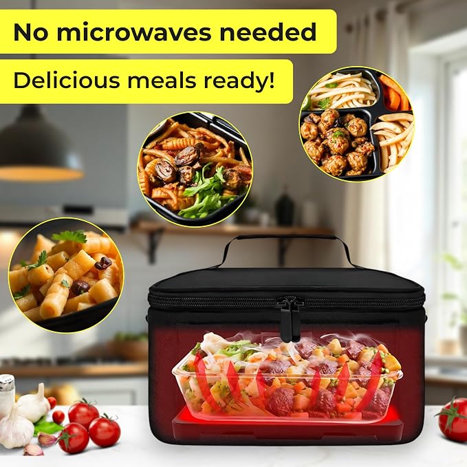 Skywin Portable Car Food Warmer with Vehicle Plug, Car Microwave Alternative, Mini Electric Heated Oven Lunch Box for Vehicle, Like Truck, Includes Stainless Steel Container