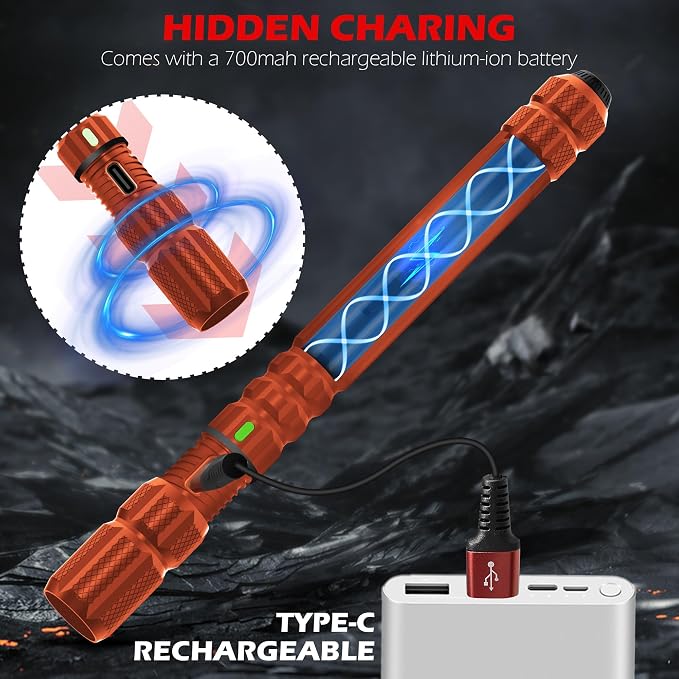 FORTO Rechargeable Pen Light Flashlight, 400 Lumens Small Pocket Flashlight with Clip, IP67 Waterproof, 2 Light Modes, 3-Color Battery Indicator, Type-C Charging, for Inspection,Emergency (Orange)