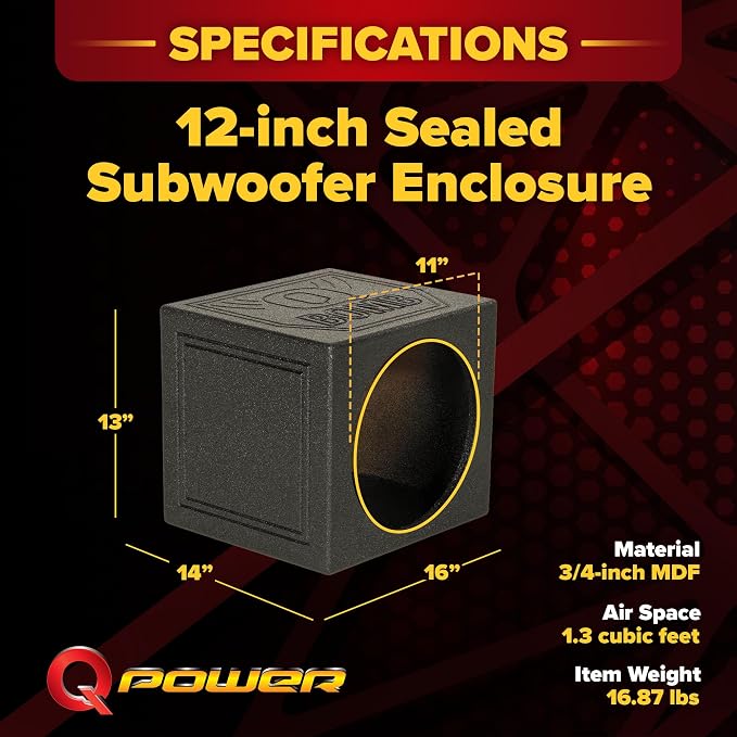 Q Power QBomb 12 Inch Sealed Car Audio Subwoofer Sub Box Enclosure (2 Pack)