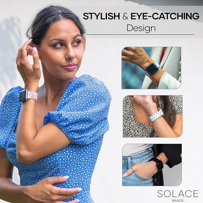 Solace Bands Lightweight Perma Watch Band - Universal Fit for Apple Watch Bands for Women & Men, iWatch Bands for 38mm 40mm 41mm 42mm 44mm 45mm 49mm Ultra, SE, Series 11 10 9 8 7 6 5-1 (Matte Solid)