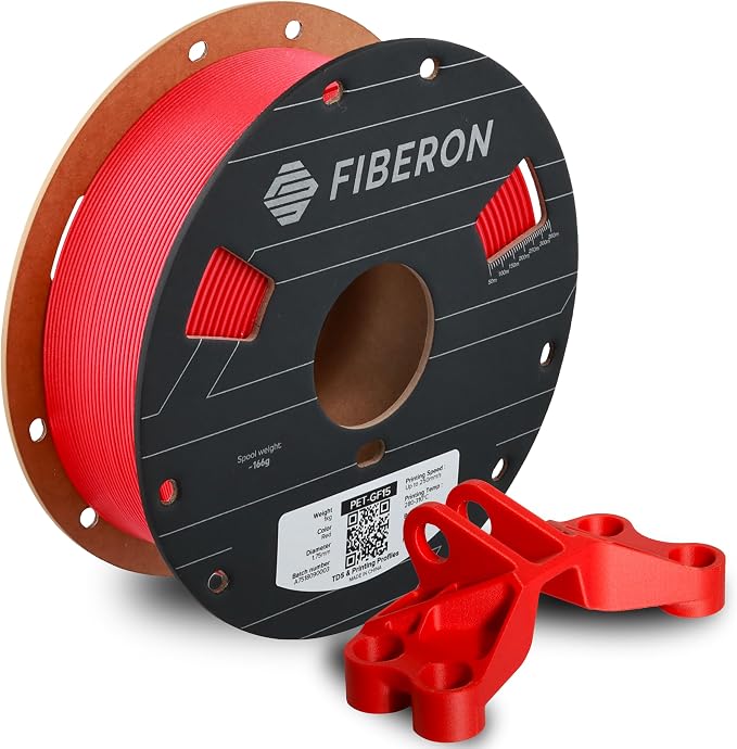 Polymaker Fiberon Red PET-GF15 3D Printer Filament 1.75mm 1KG, 15% Glass Fiber Reinforced, High Strength & Heat Resistance, Ideal for Automotive, Industrial & Functional Parts, AMS Compatible