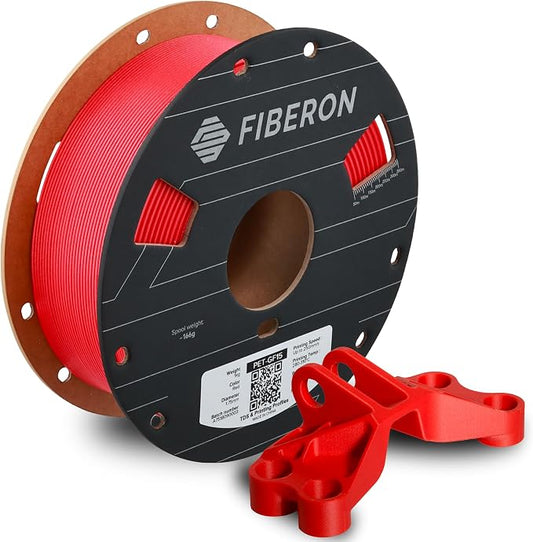 Polymaker Fiberon Red PET-GF15 3D Printer Filament 1.75mm 1KG, 15% Glass Fiber Reinforced, High Strength & Heat Resistance, Ideal for Automotive, Industrial & Functional Parts, AMS Compatible