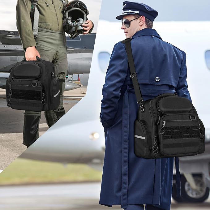 Damero Pilot Headset Bag, Aviation Headset Pilot Bag, Flight Bag for Aviation Headset, Kneeboard, iPad and More, Black, Patent Design