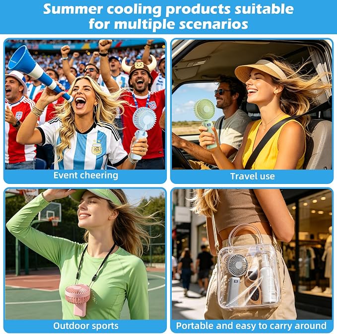 VZZNN 12 Pack Mini Portable Handheld Fan Bulk Small Cooling Fans High 5-Speed Rechargeable Fan For Travel, Office, Eyelash Drying, Lightweight, For Beach, Camping, Indoor Outdoor Use (4 Colors