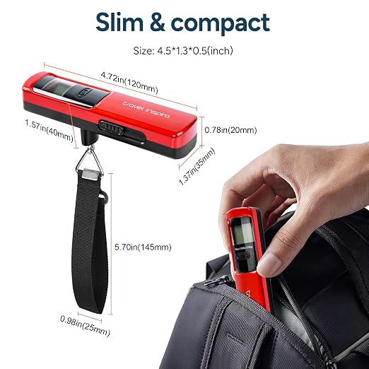 Battery-Free Luggage Scale – No Batteries Needed, Portable Digital Hanging Suitcase Weight Scale for Air Travel & Checked Bags, 110lb/50kg, LCD Display, Compact Travel Accessory