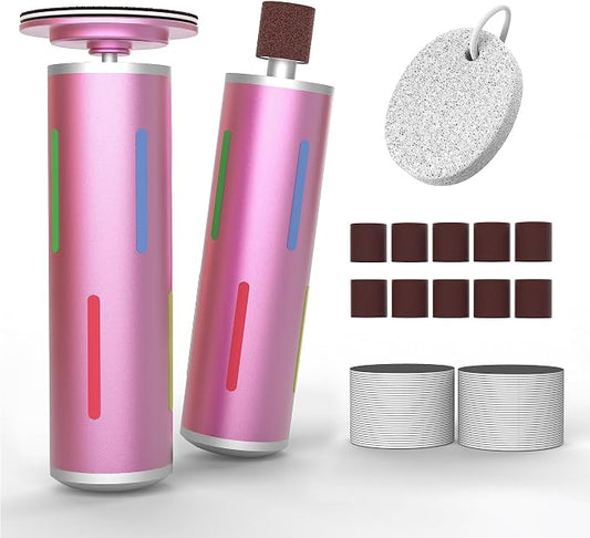 Electric Foot Callus Remover, Painless 2-in-1 Electric Foot Filer - 80 Discs, Adjustable Speed, Professional Pedicure Tool for Dry Cracked Heels, Home Spa & Salon (Pink)