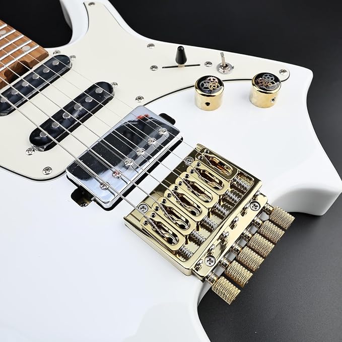 10.5mm(13/32") Headless Electric guitar Bridge Zinc Alloy 6 String Fixed Bridge for Headless Electric Guitar Replacement Parts（Vacuum Gold）