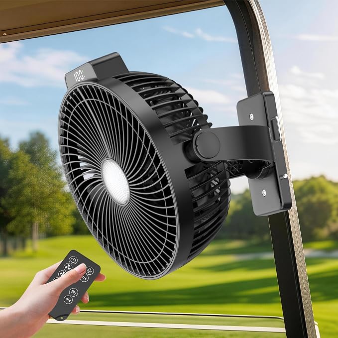 24000mAH Magnetic Golf Cart Fan with Heavy-Duty Strap, 8-inch Battery Operated Fan with Triple-Magnet, Bright Lighting, Compatible with EZGO Club Car Yamaha, Golf Cart Accessories, Golf Gift 2026