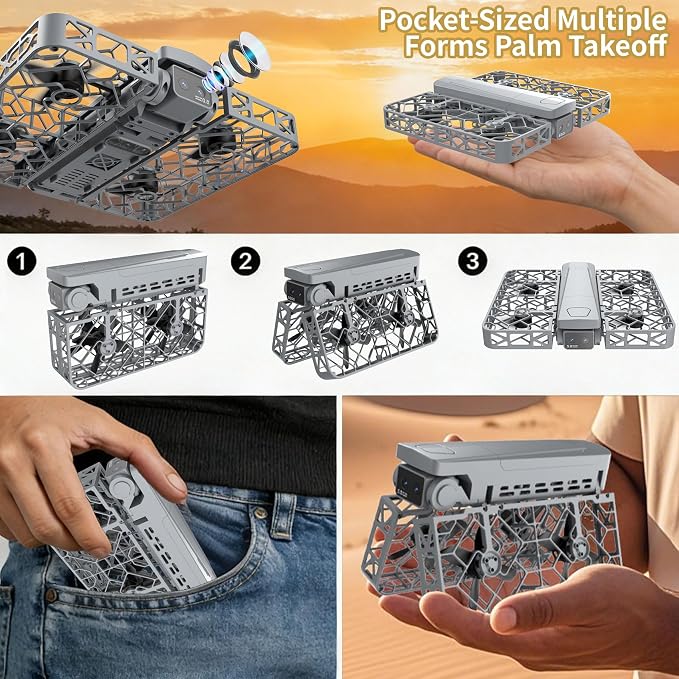Foldable Mini Drone with 2K Camera and 4.5 Inch Screen, Portable Pocket Quadcopter for Adults and Kids, Follow Me Mode, One-Key Takeoff, Propeller Guards