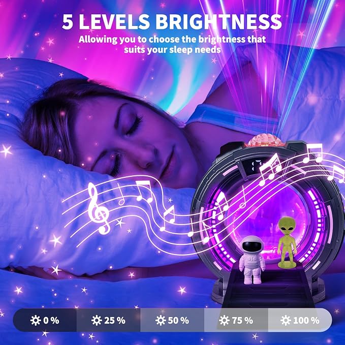 Star Projector Light with Bluetooth Speaker, Plasma Balls Galaxy Starry Projector with Aurora Lighting and Remote Control, LED Clock Lamp Sky Night Light for Kids Bedroom