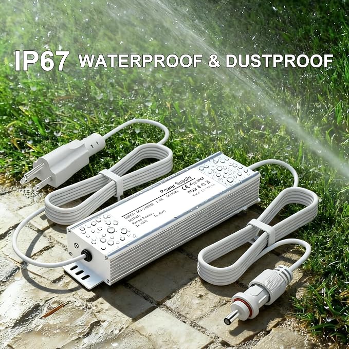 36V Waterproof Power Adapter for Govee Permanent Outdoor Lights,Compatible with Govee H705D H705E H705F Permanent Outdoor Lights Power Supply Cord Charger(White)