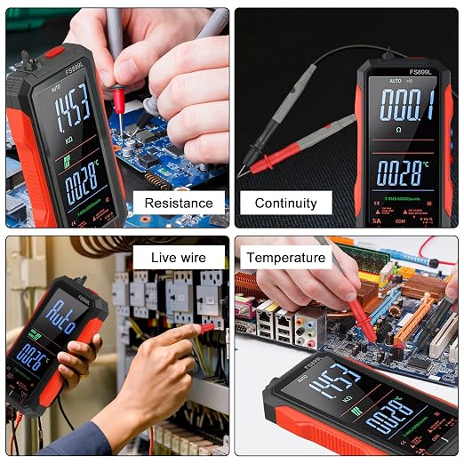 FS899L Digital Multimeter with Color Screen & Storage Case, USB C Rechargeable Electrical Testing, 6000 Counts True RMS AC/DC Voltage Tester, NCV, Capacitance, Non Voltage Detector