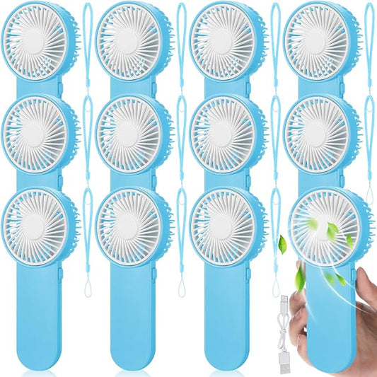 Sumind 20 Pcs Small Personal Portable Fan Mini Handheld Bulk 1 Speed Electric Cute Battery Powered for Neck Lash Makeup Women Men Travel Camping Indoor Outdoor Summer (Blue)