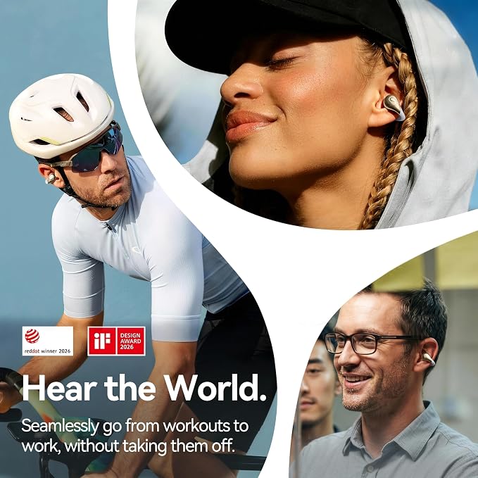 Linklike Next-Gen Most Comfortable Open Ear Clip-on Earbuds [Patented 0-Pressure] [Longest 70H Playtime] [Master-Tuned Hi-Res LDAC] AI Clear Calls, IP55 Lightest 4.7g Fit for All Ears, Ideal Gift-Blue